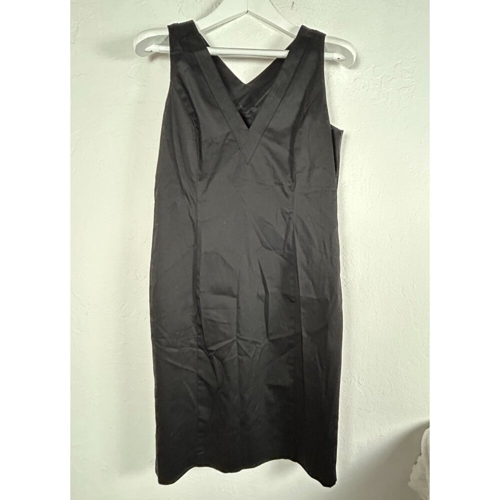 Alfani Womens Black Sleeveless V-Neck Sheath Dress Size 10 Stretch Career Lined